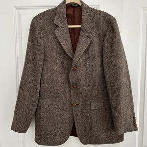 Vintage Huntington Brown Wool Herringbone Tweed Blazer Jacket